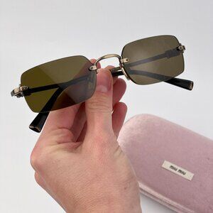 Miu Miu Women’s Rectangle Sunglasses – Old Gold Brown Model MUB50S 26C09Z
